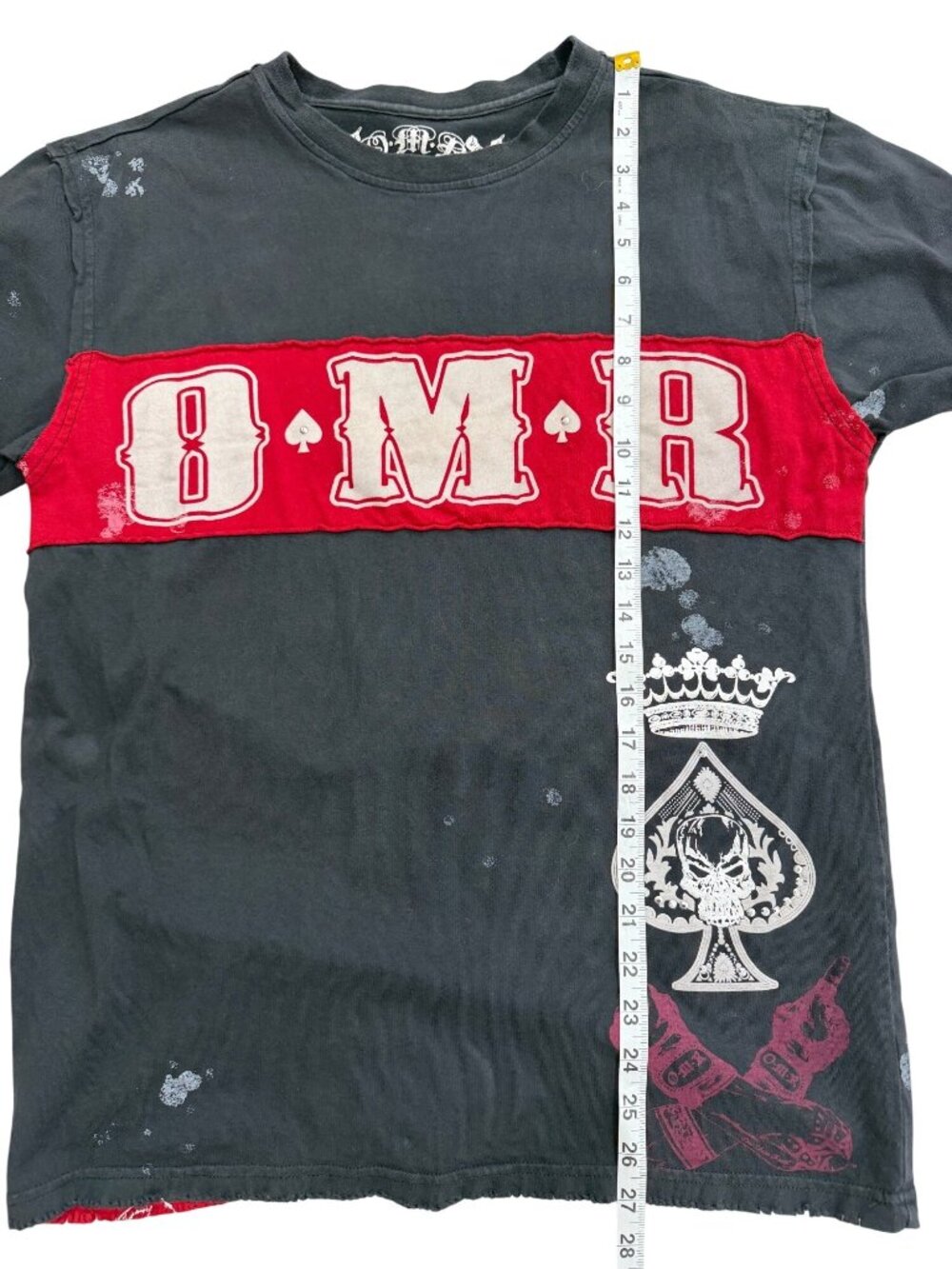 OMR Vtg Y2K "One More Round" T-Shirt MMA King Sword Cards Crown Black Grunge - Picture 5 of 5
